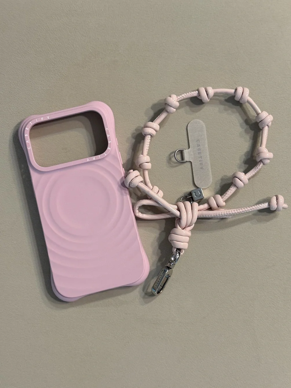 (Set) Casetify Pink Silicone iPhone 17 pro Case with Strap
